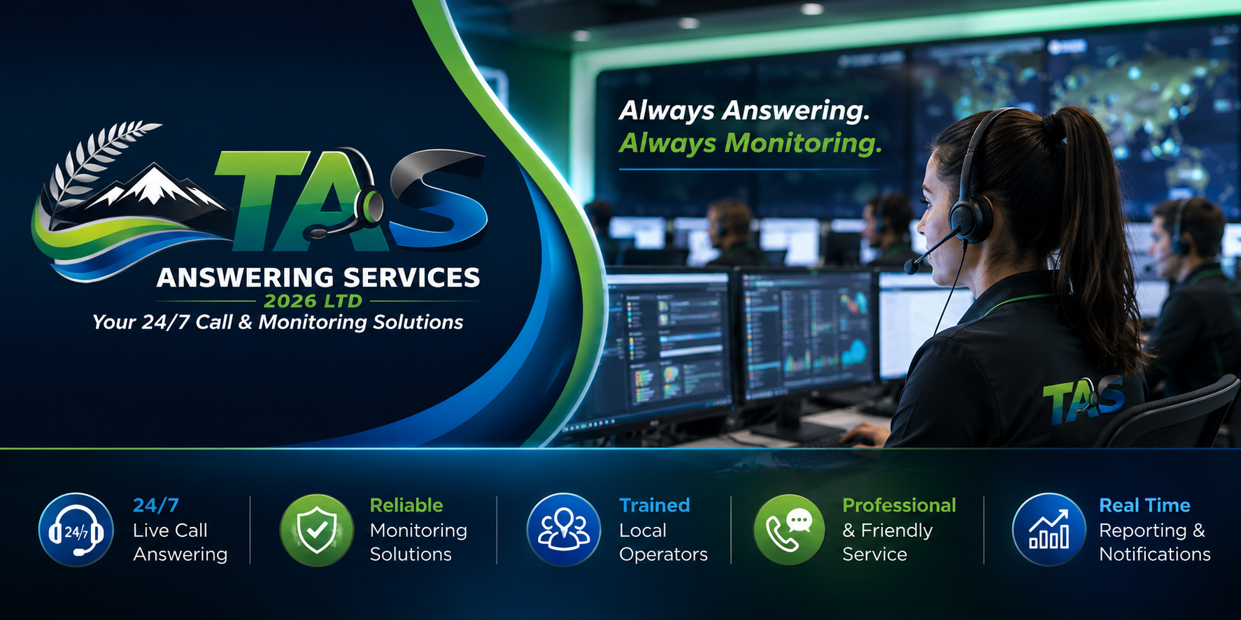 TAS Answering Services team providing 24/7 call answering and monitoring